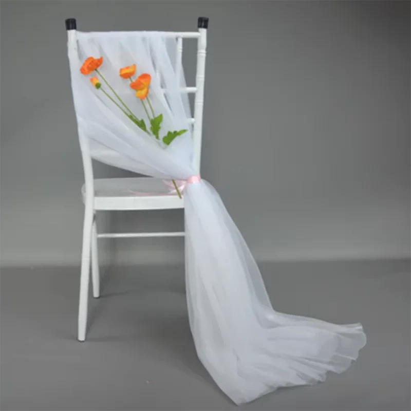 

50pcs Soft Yarn Chair Sashes Chair Bows Wedding Decoration for Chair Cover Party Event Banquet Decors 80cm x200cm Chair Band
