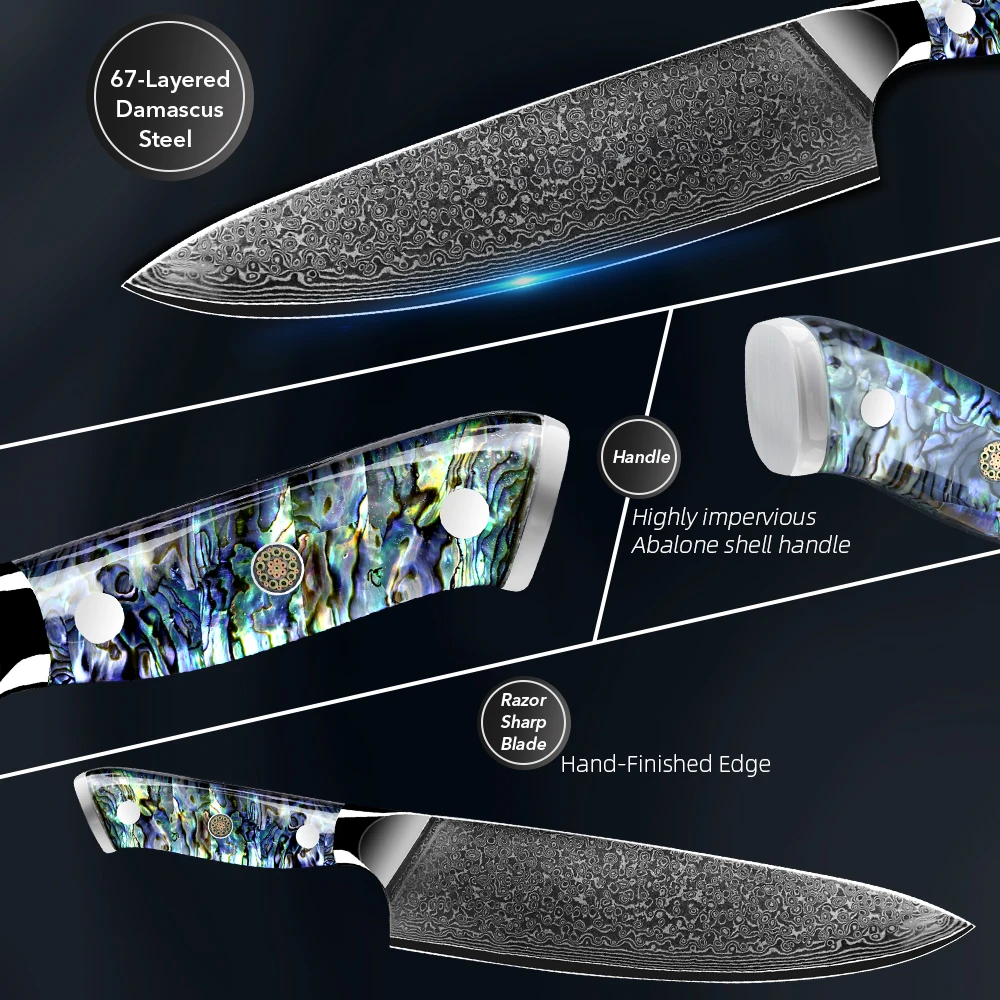 Damascus Knife/1-9PCS VG10 Stainless Steel Professional Chef Knife Japanese Santoku Boning Cleaver Bread G10Handle Kitchen Knife