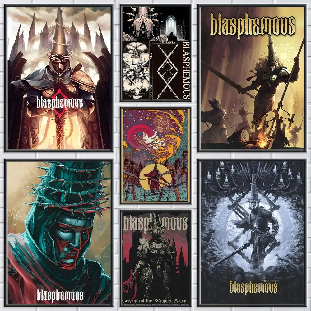 Game B-BLASPHEMOUS Painting Calligraphy Frameless Canvas Poster Wall Art Perfect For Hallway Home Decoration Holiday Gifts