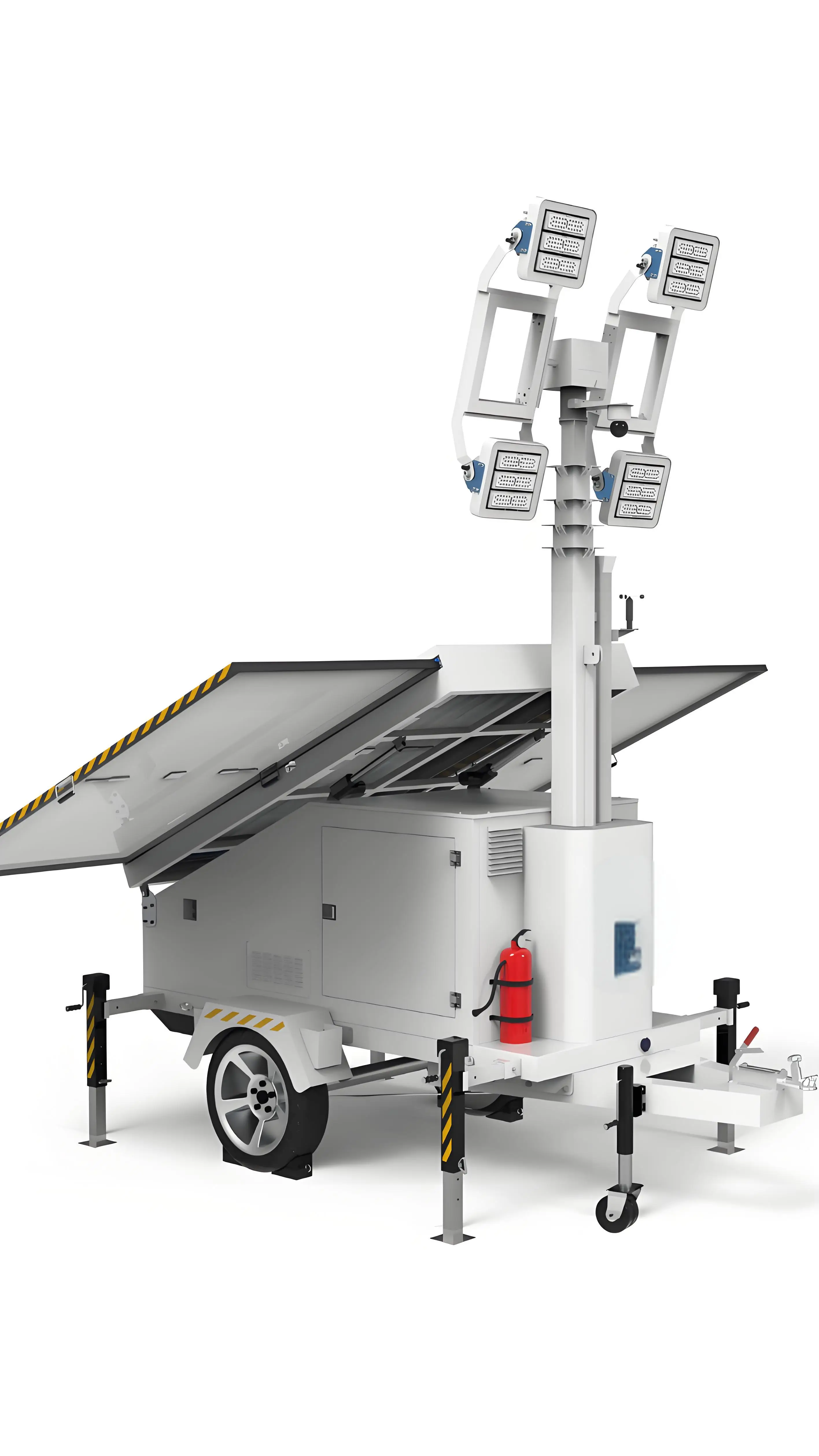 Trailer-Mounted Mobile Lighthouse for Solar Energy System IP65 Rated for Garden and Road Application