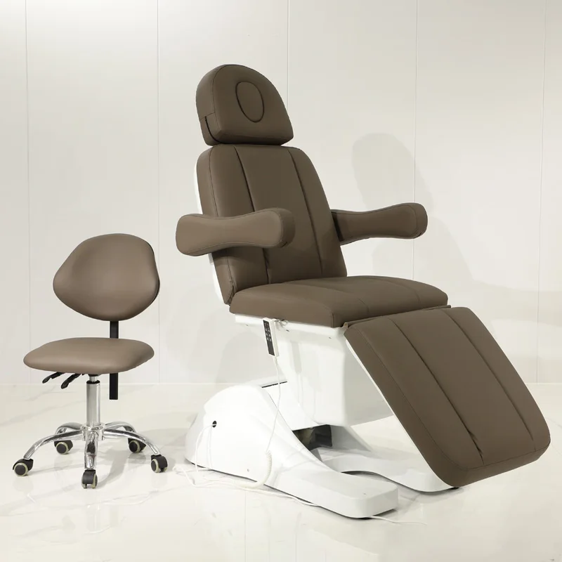 

eh-Modern Brown Leather Motor Esthetician Lash Facial Spa Bed Adjustable Electric Massage Table Cosmetic Chair for Beauty Salon@