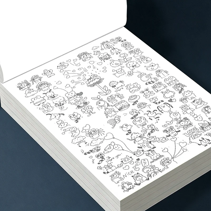 16 Pages Little Doodles Adult Coloring Book, Sketch Trace & Coloring Drawing Book, Can Be Colored and Traced view 3