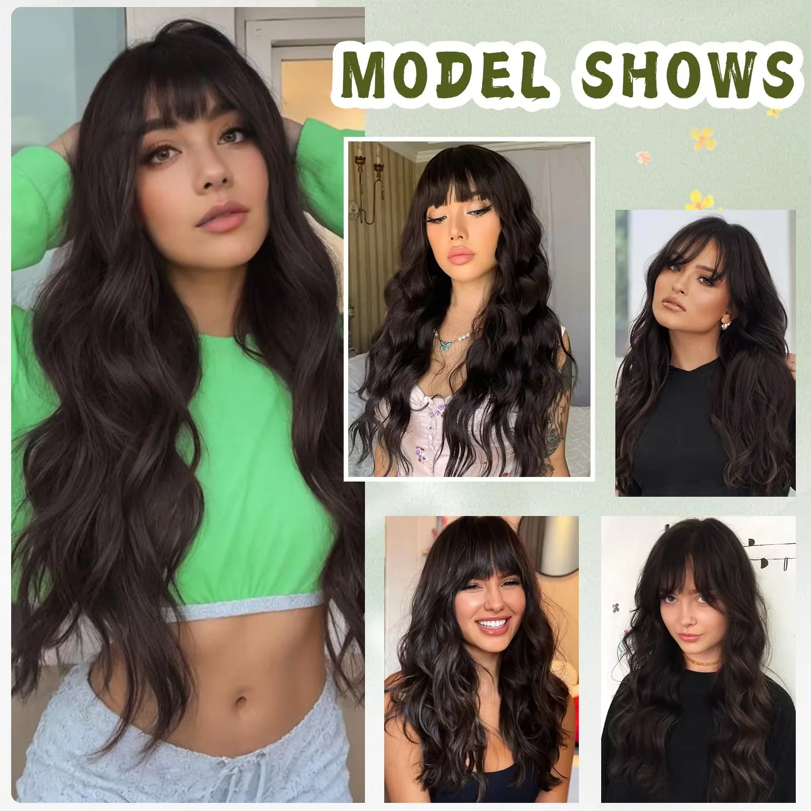 180% Density Brazilian Hair Body Wave Wig With Bangs 3x1 Lace Front Wig Full Machine Made Natural Wig Human Hair For Women image 5