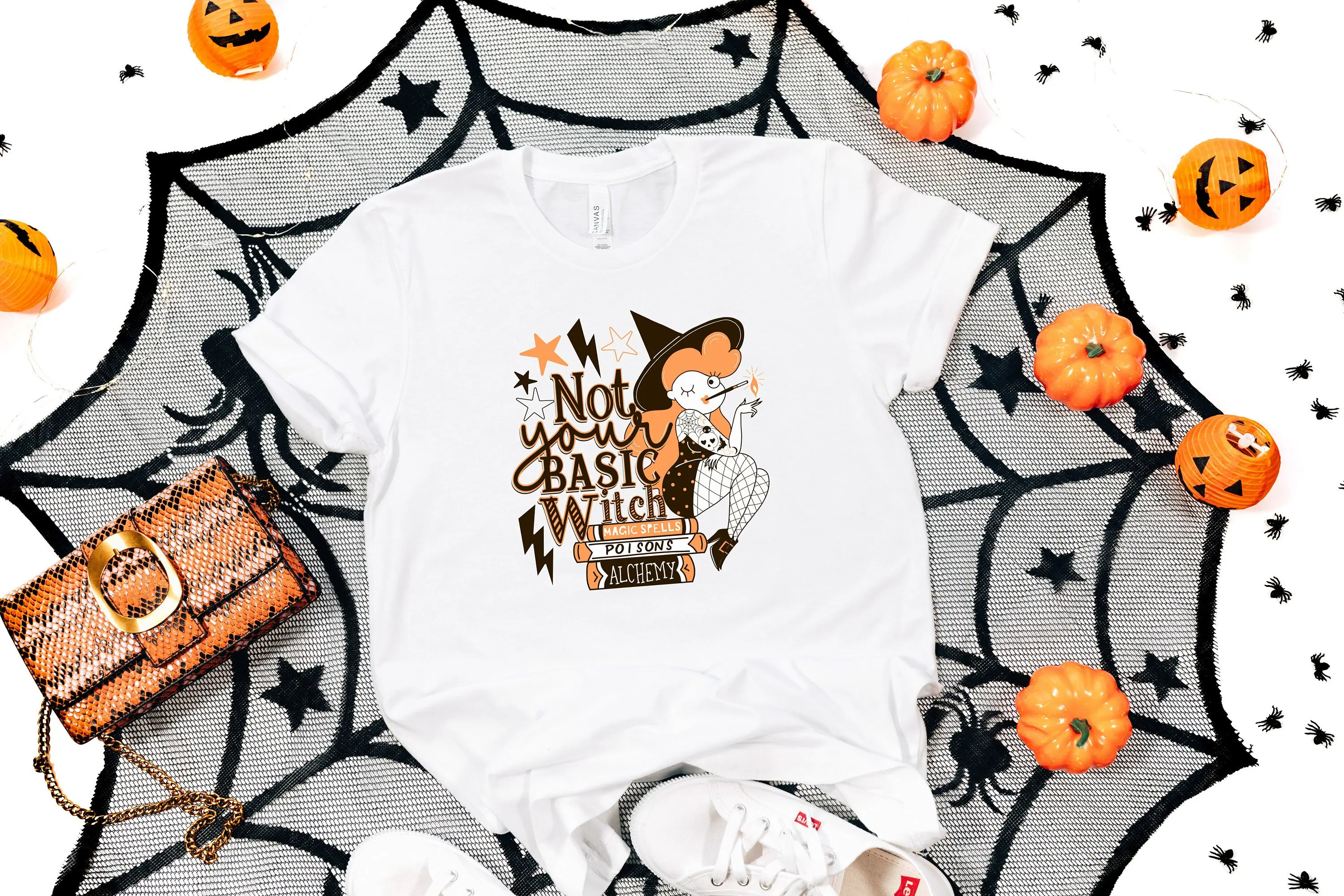 Not Your Basic Witch T Shirt Spell Books Spooky Funny Halloween