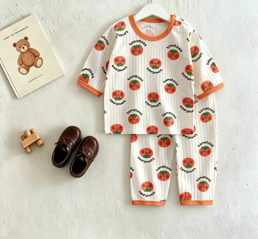 Little Kids Loungewear Suit Kid Vertical Long Sleeve Top And Elastic Trousers Baby Infant 9M-6Y Clothing Tops +Bottoms Wear Suit