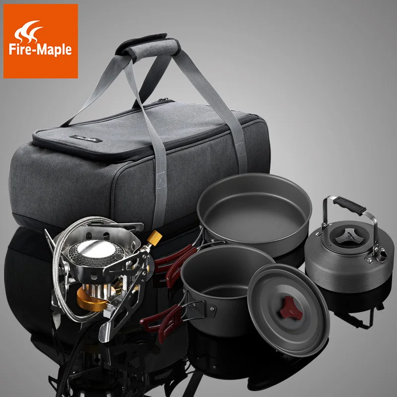 

Outdoor wildfire split gas stove for 2-3 people, camping set pot, picnic portable stove cooker set