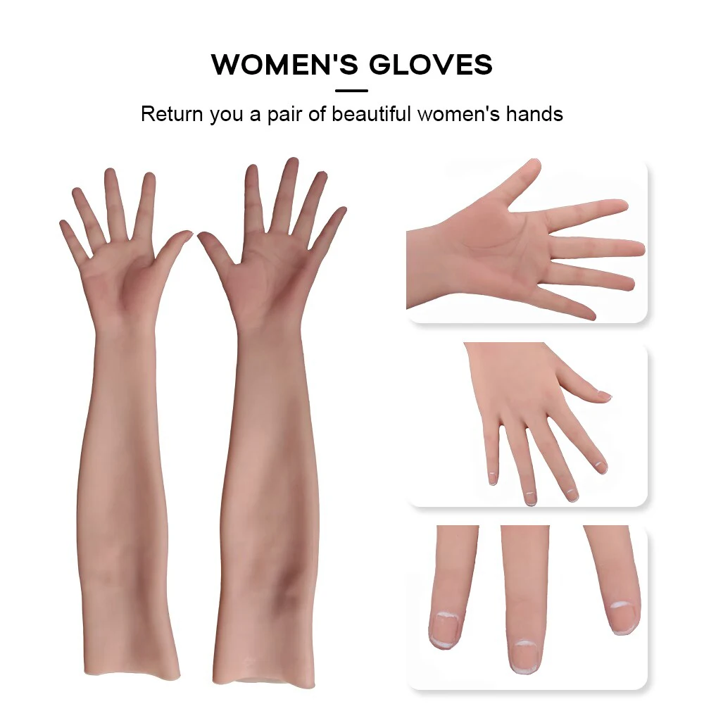 Realistic Silicone Female Gloves Artificial Second Skin Fake Gloves With Veins For Crossdressers Cosplay Performance