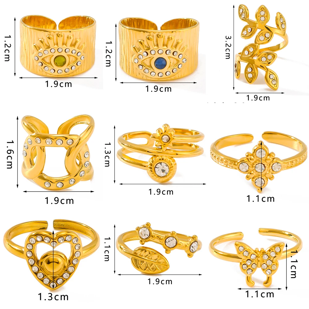 

Gold Color Stainless Steel Women Ring Adjustable Jewelry Chunky Wide Trendy Gift Couple Exaggerate Luxurious Hand Accessories