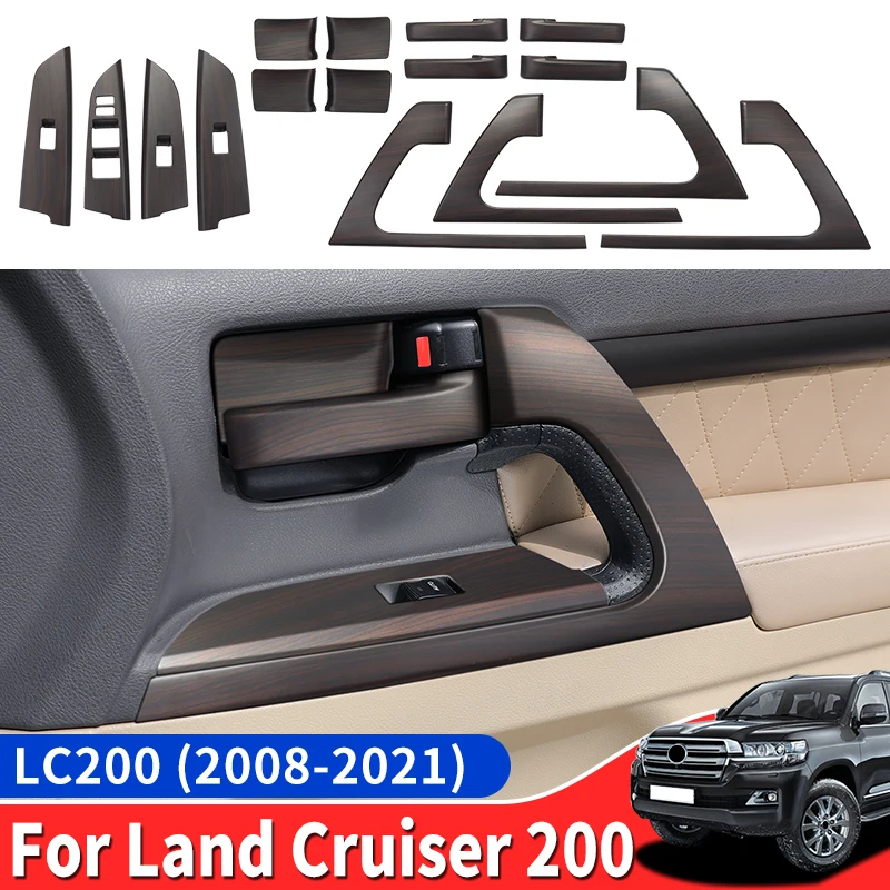 

For 2008-2021 2020 Toyota Land Cruiser 200 Peach Wood Car Door Decoration Stickers LC200 FJ200 Interior Upgraded Accessories