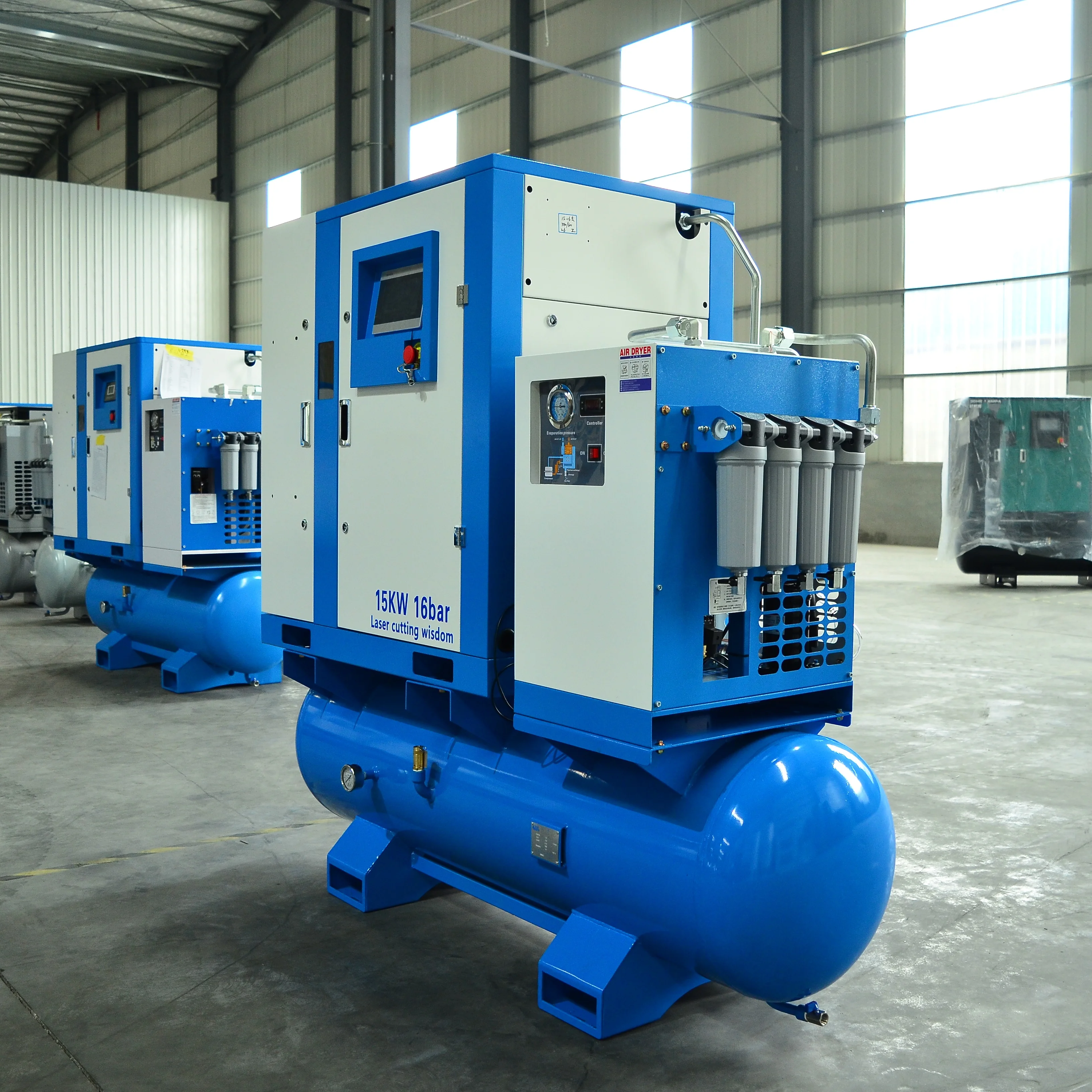 High Quality 8Bar--16Bar Industrial Screw Air Compressor 7.5KW-37KW 380V 50Hz PM Variable Frequency Drive Air Compressor