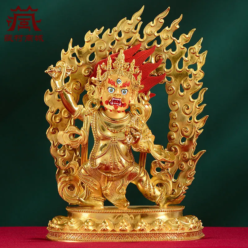 Fully Gilded《Vajra Hand》Indoor Vajrapani Bodhisattva bronze statue, with the Great Compassion Bodhisattva depicted with a halo