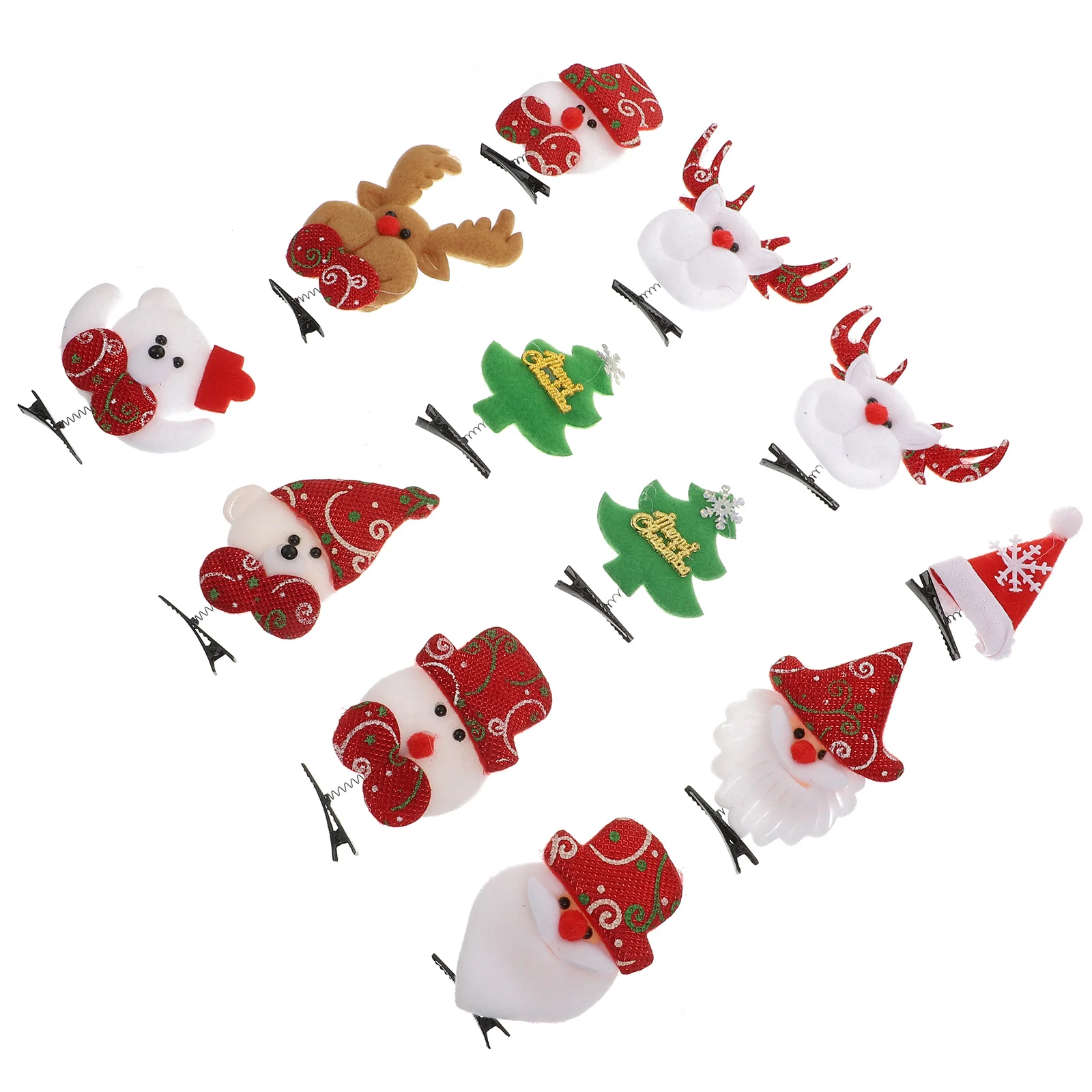 

12Pcs Festive Christmas Hairpins Kids Adorable Hair Accessories Party Headdresses Creative Clips Decor