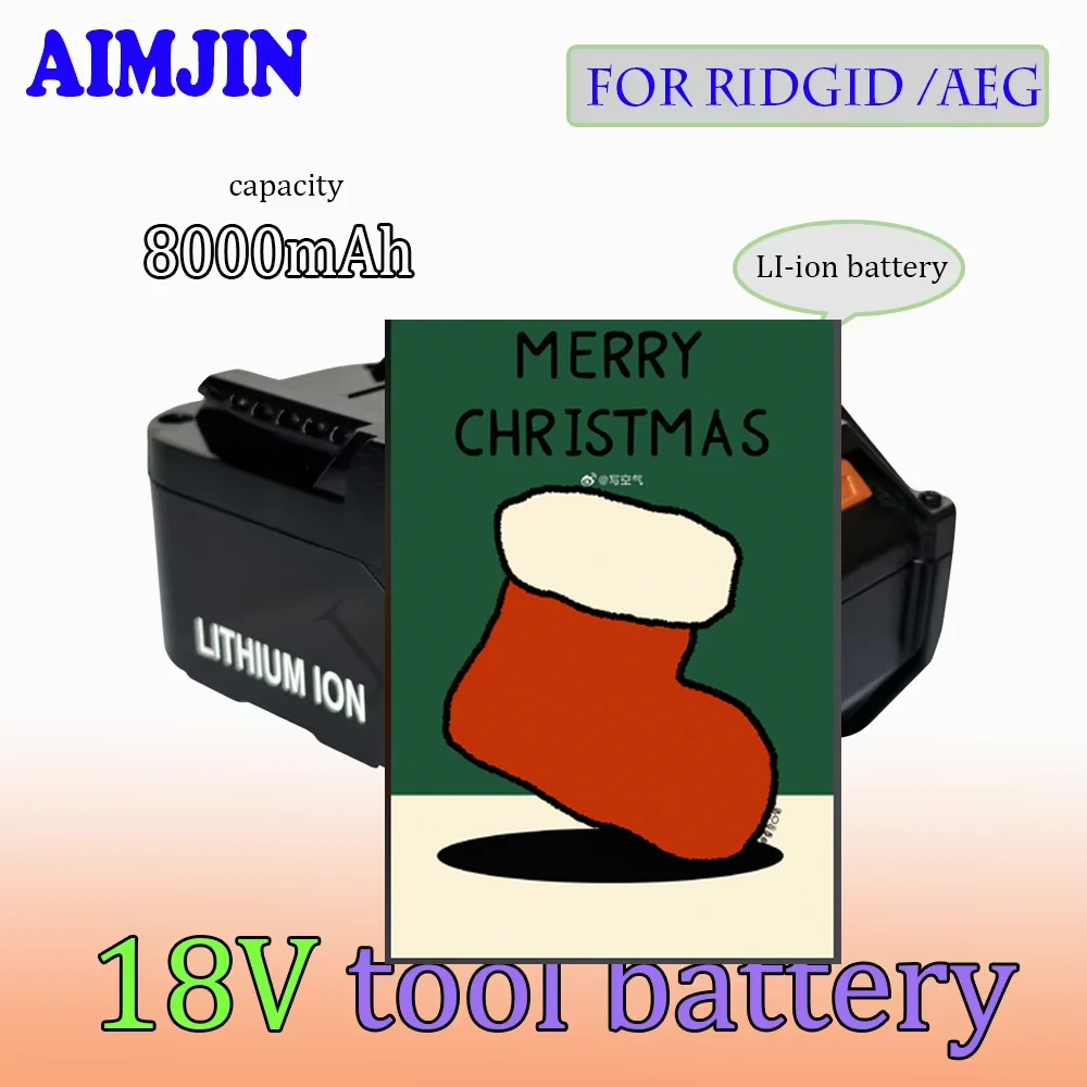 

For AEG 18V Battery 8.0AH Lithium Ion Battery for RIDGID R840087 R840085 L1815R L1850R L1830R R840083 Cordless Power Tool Series