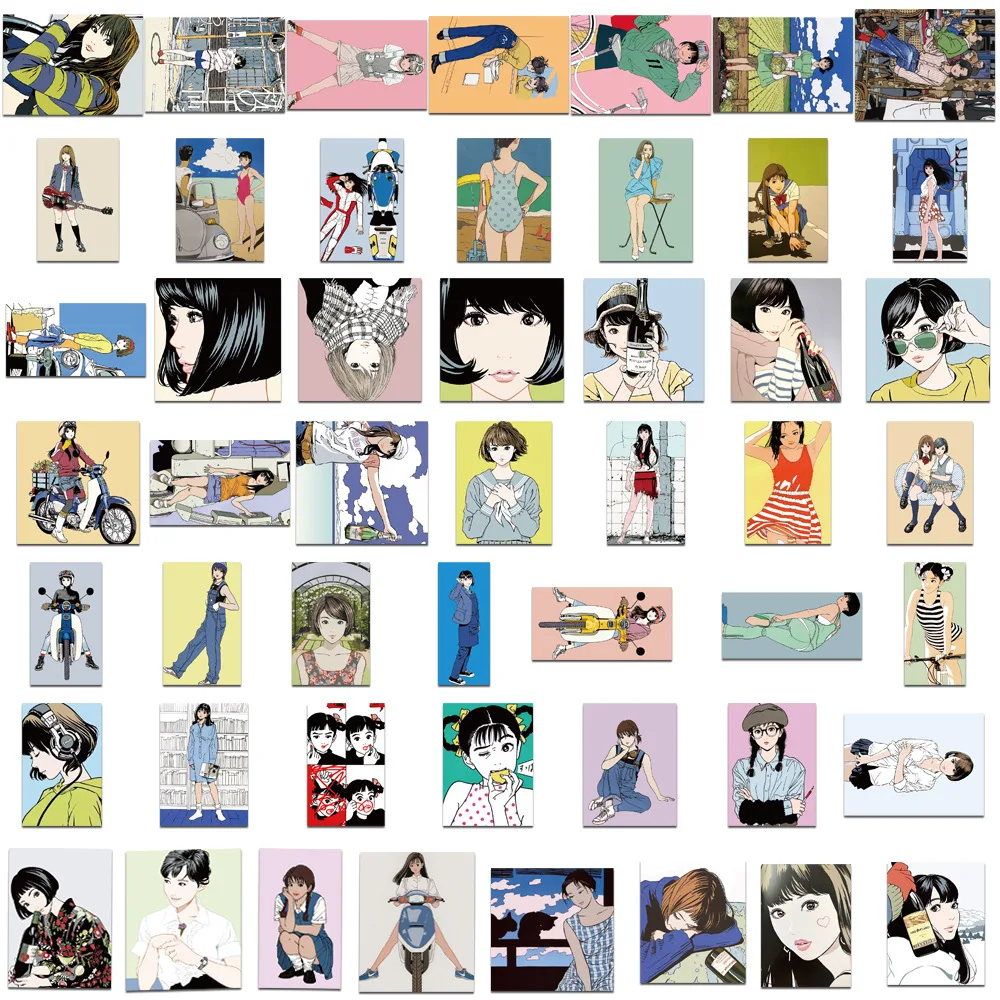 10/50pcs japanische Comic Mädchen Aufkleber Retro Mädchen Wasser Tasse Helm Laptop Telefon Skateboard Notebook Aufkleber wasserdichte Aufkleber