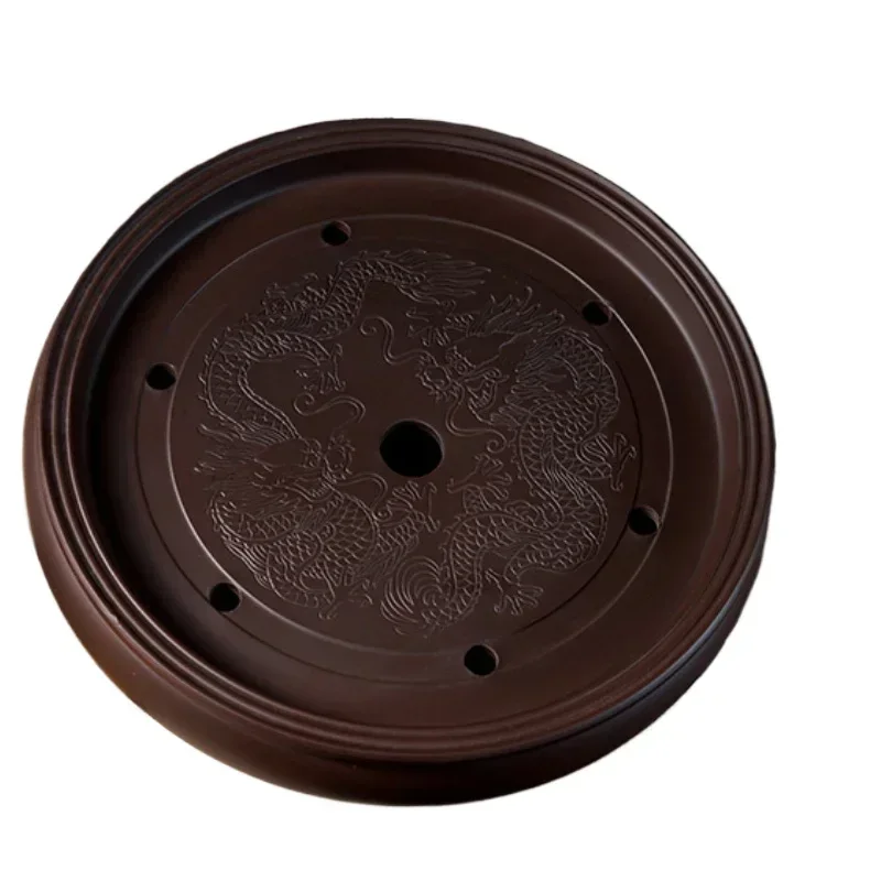Large Circular Tray Ceramic Tea Set Kung Fu Tea Ceremony Accessories Purple Sand Simple Household Tea Table New 2024