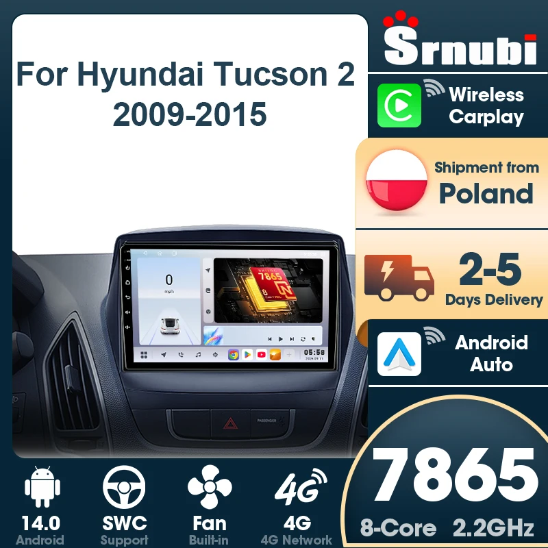 Srnubi 2 Din pour Hyundai Tucson 2 LM Ix35 2009-2015, navigation GPS, autoradio Android, unité centrale multimédia, Carplay, WIFI, 4G, support des boutons lumineux, SWC, Bluetooth 5.4, systèmes intelligents automobiles, accessoires
