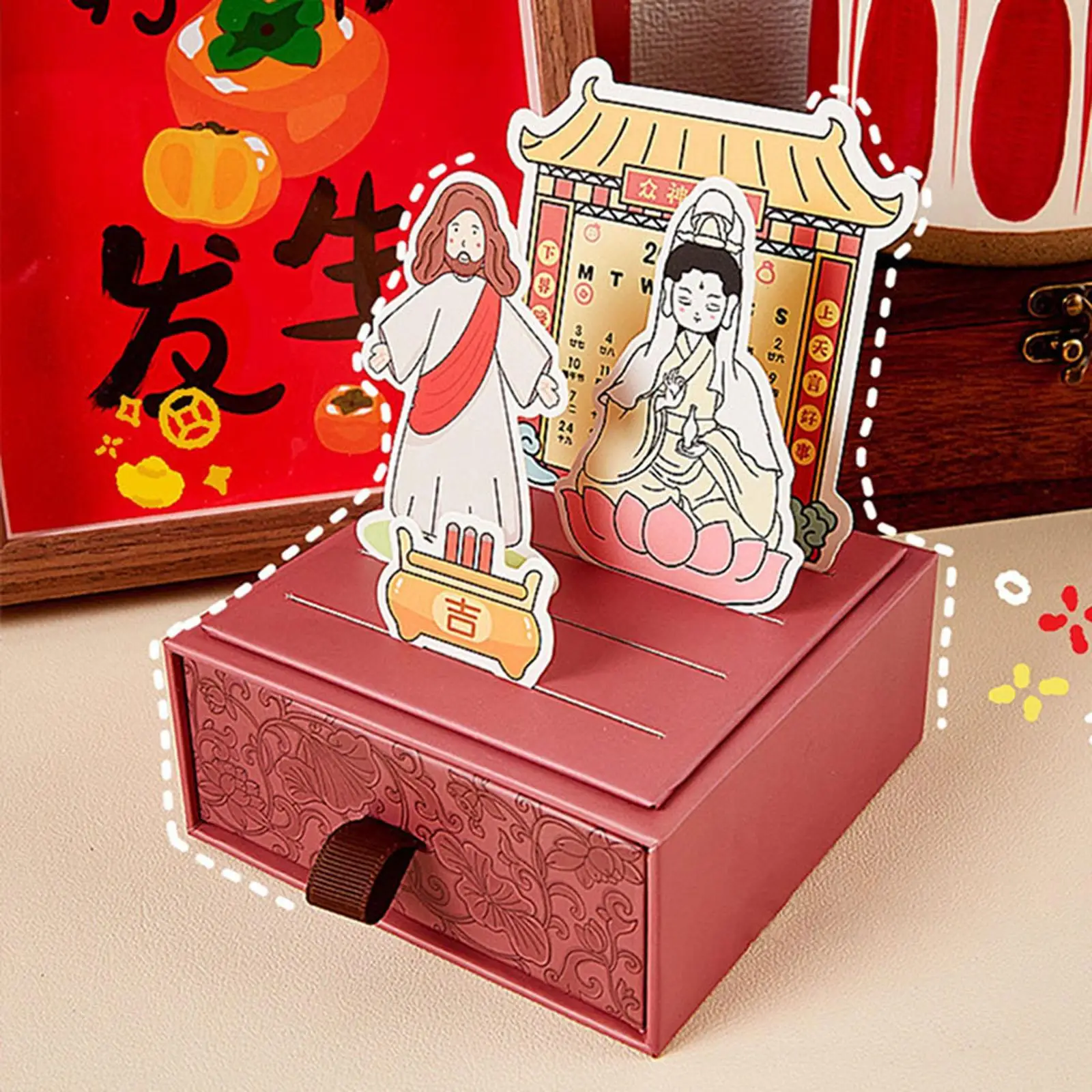 Drawer Calendar Desktop Decor Desk Calendar for Farmhouse Bedroom Apartment