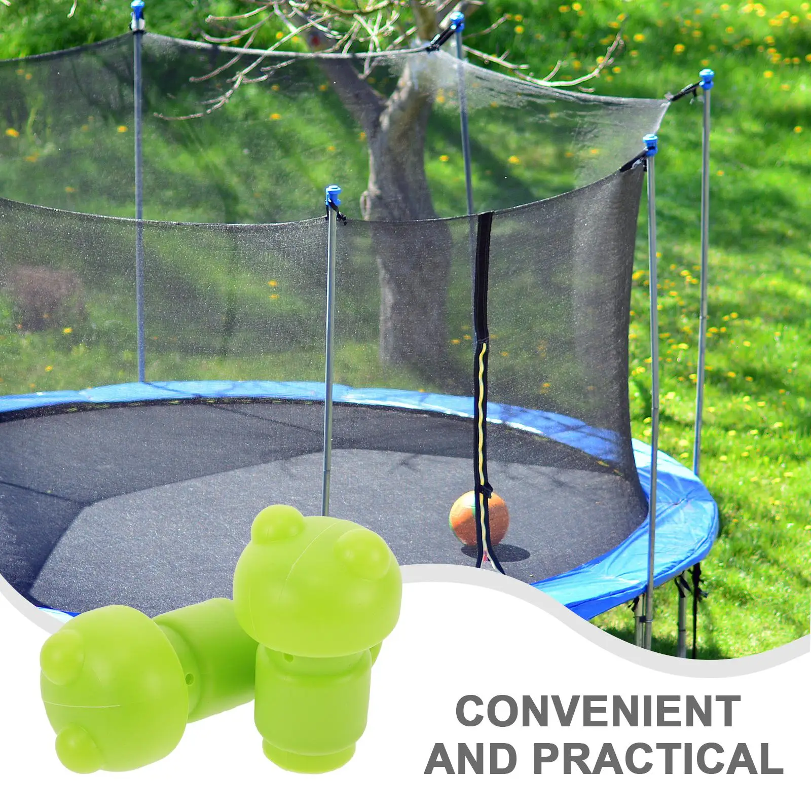 カエル型グリーントランポリンキャップアクセサリーポールカバーネットエンクロージャポールキャップスペアパーツトランポリンカバーコネクタ