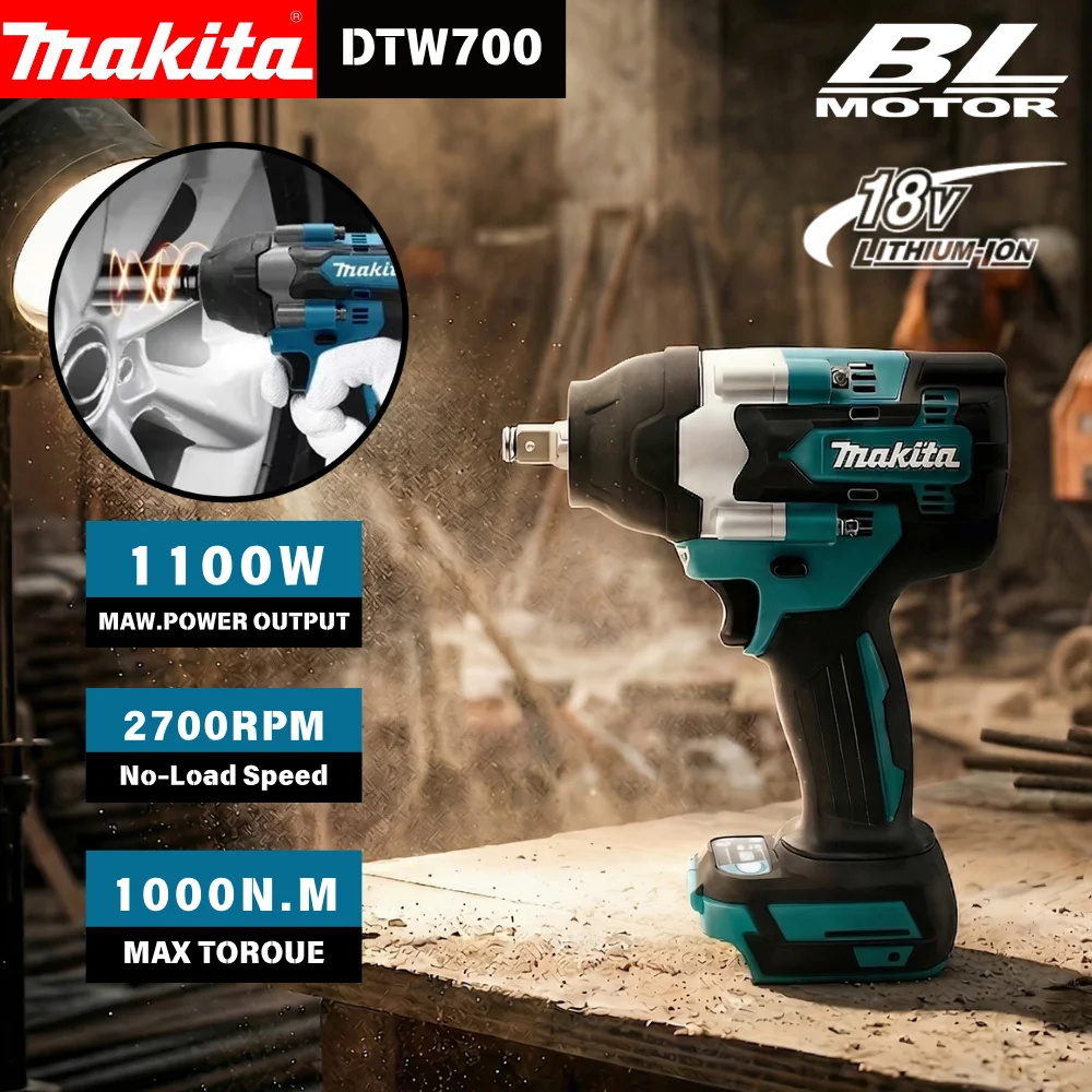

Ударный гайковерт MAKITA DTW700 18В, бесщеточный, крутящий момент 1000Нм, квадратный привод 1/2 дюйма, для аккумуляторов Makita 18В, для ремонта шин автомобилей и грузовиков