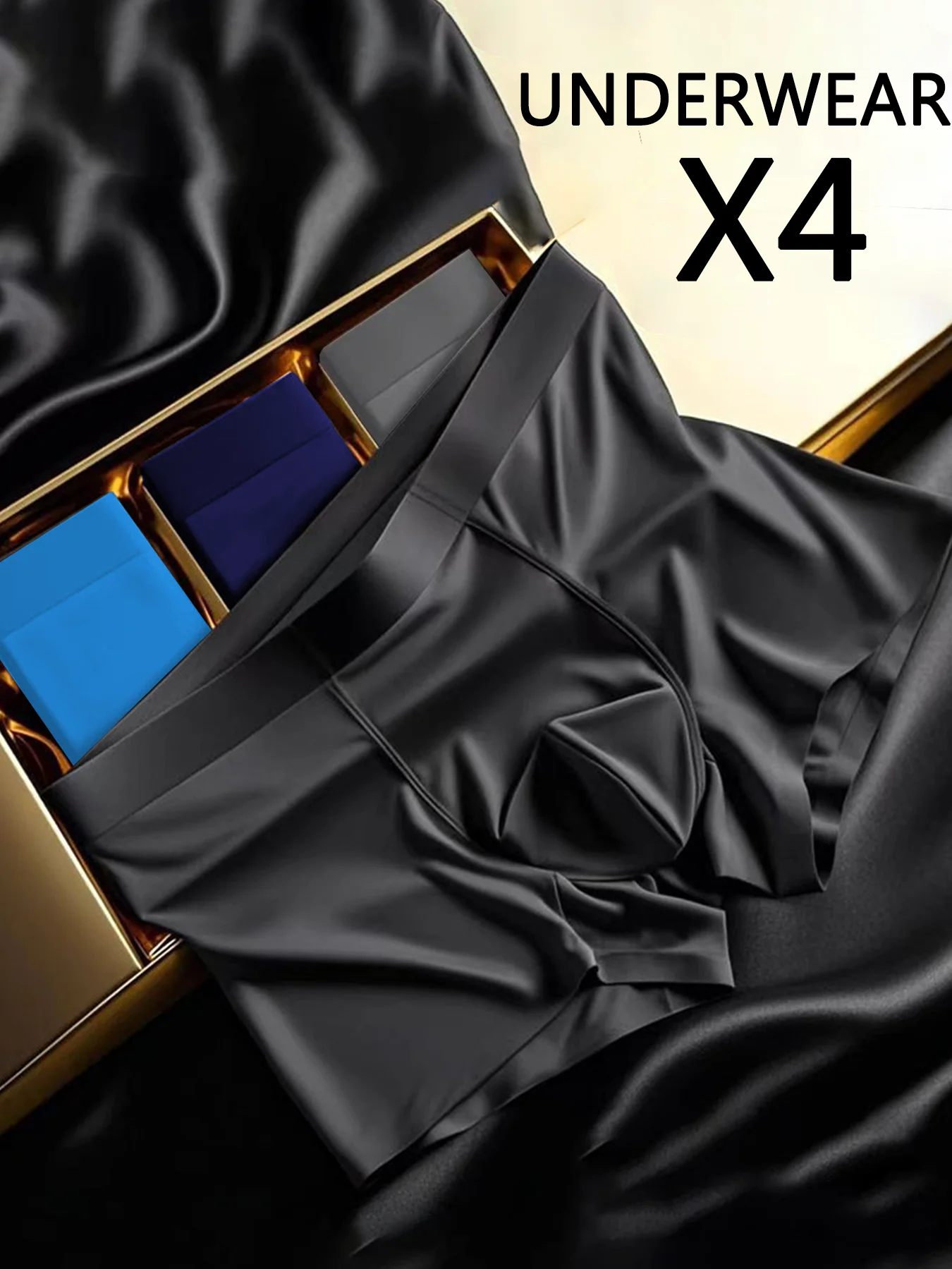 

4 шт., мужское нижнее белье из ледяного шелка, однотонные ультратонкие дышащие мягкие трусики для повседневного ношения