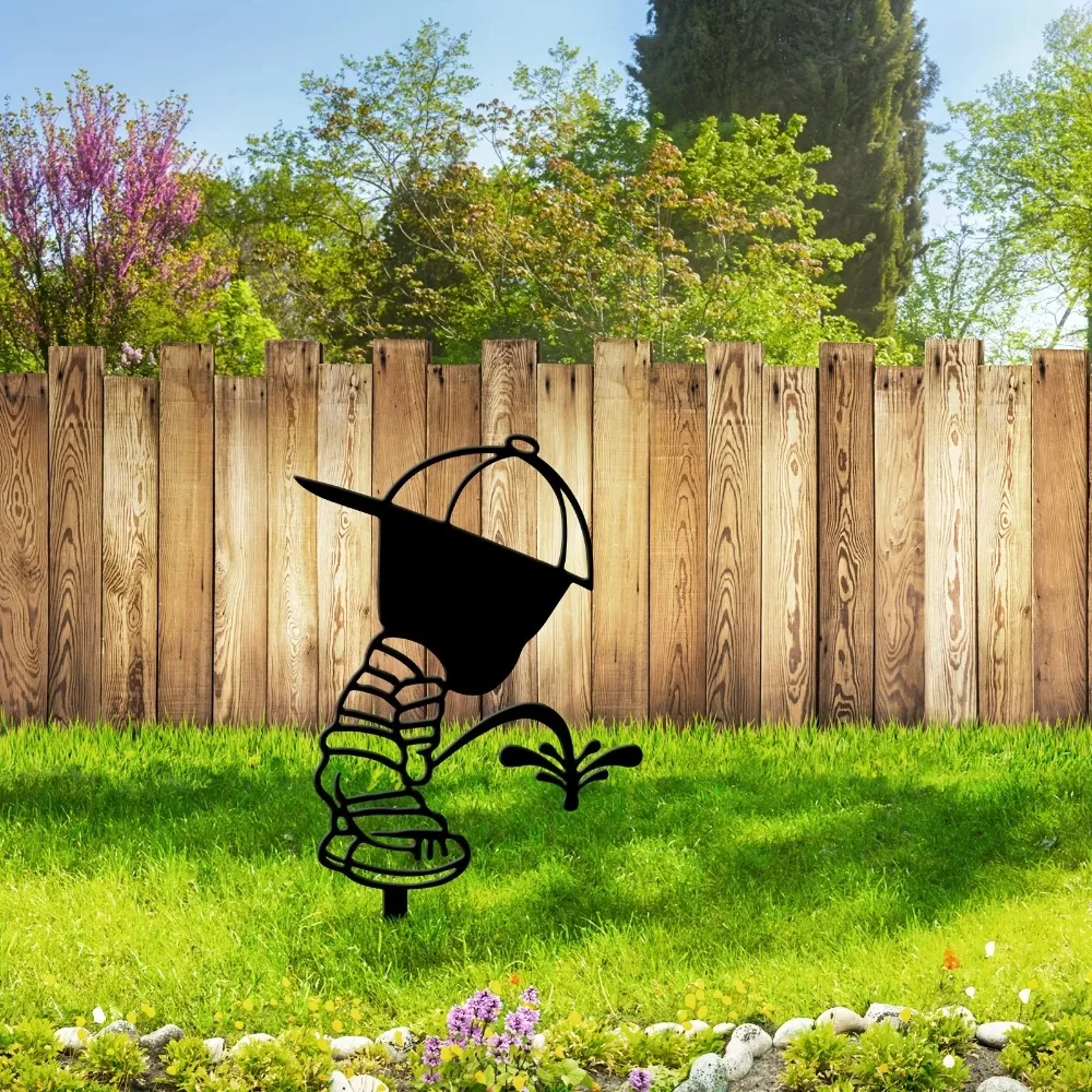 CIFBUY Boy Urinating Silhouette Metal Wall Art Vintage Garden Stake Rustic Outdoor Yard Decor Lawn Ornament Patio Art Decoration
