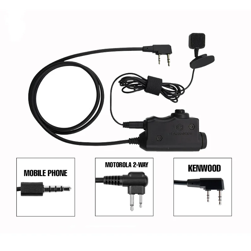 

EARMOR M52 тактическая гарнитура адаптер PTT (Push to talk) PTT Kenwood для MSA Sordin удлинение линии пальца Кнопка комбинации