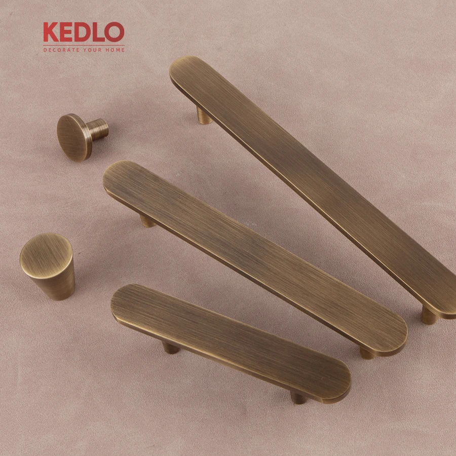 KEDLO antiker Messinggriff, 500 mm lang, moderner minimalistischer flacher Schubladengriff, Küchenschrankgriff – Detail 2