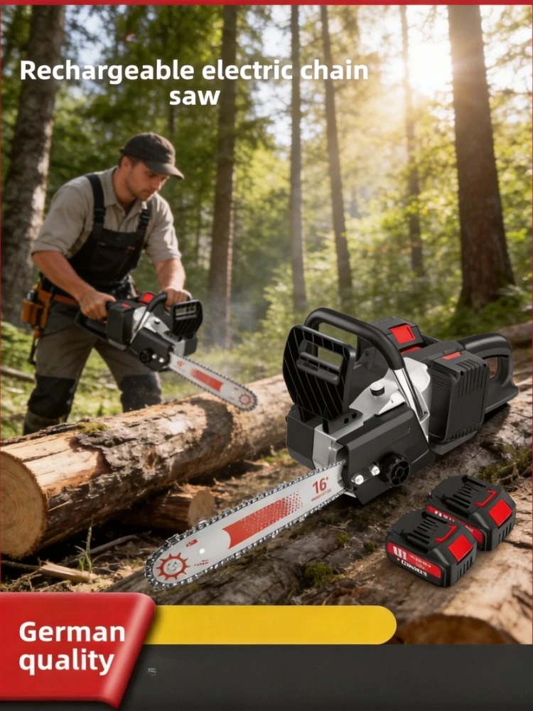 Brushless Rechargeable Lithium Handheld Electric Chainsaw Outdoor Firewood Logging Cutting Saw