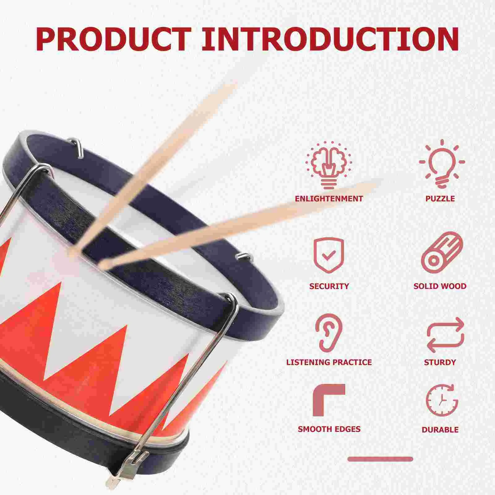 Snare Drum Kids Toys Metal Percussion Instruments Drumsticks Wood for Baby Music