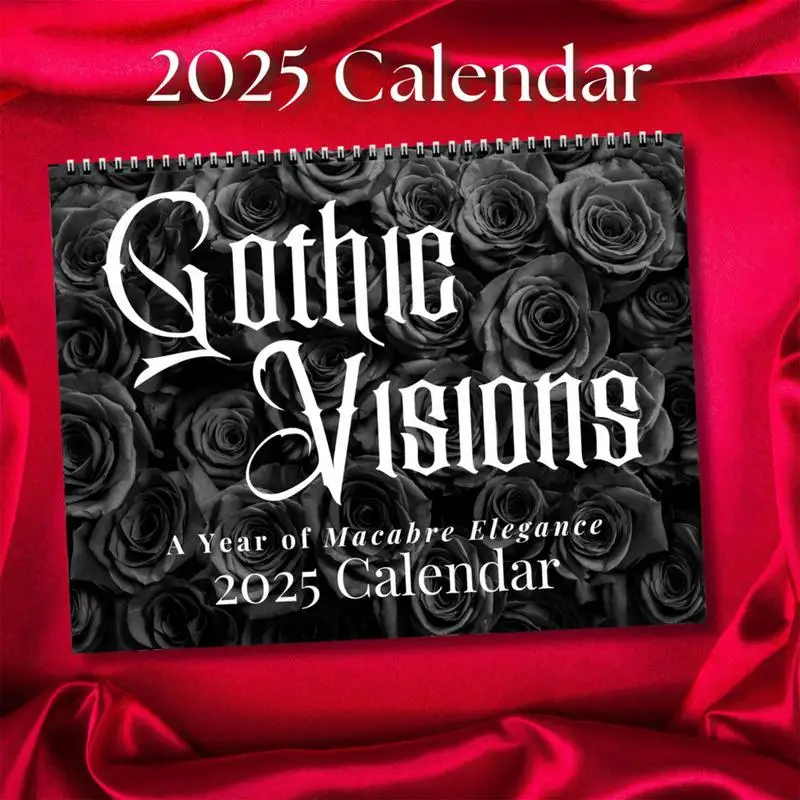 2025 Wall Gothic Calendar 2025 Horror Monthly Calendar Gothic Wall Calendar Victorian Planner Calendar Spiral Wall Art For Home