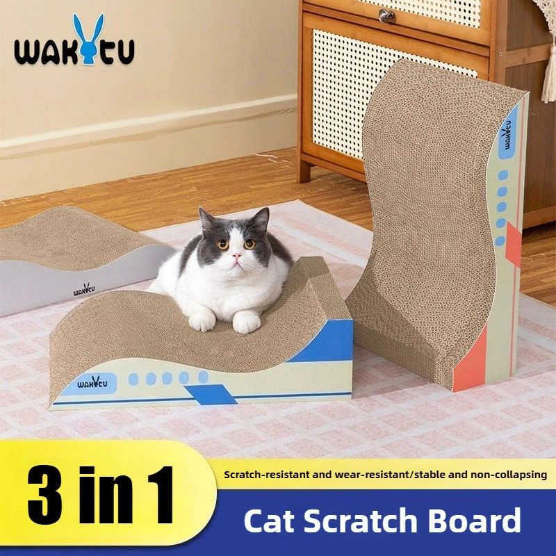 

Wakytu 3 in 1 Cat Scratcher Board Wear-resistant No Shavings Cat Scratching Post Claw Grinder Scraper for Cat Tree Toys