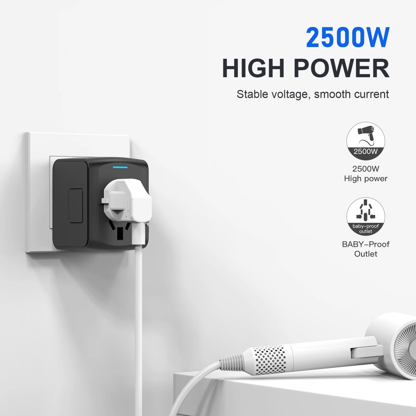 Universal Travel Adapter, High Speed 3.4A 4*USB, Type-C And 2* USB-A for Europe UK EU US CA AU