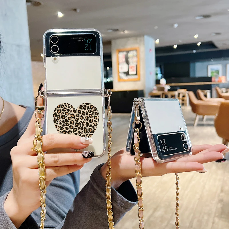 كبير القلب نمط Crossbody حبل القضية لسامسونج غالاكسي Z Flip 7 6 5 4 3 5G Flip7 FE Flip6 Flip5 واضح لينة الحبل غطاء الهاتف #4