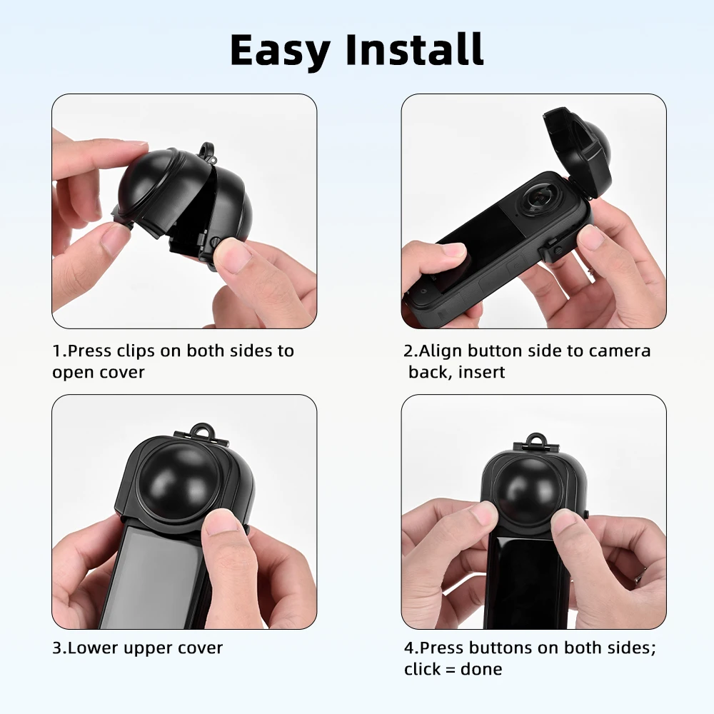 غطاء عدسة Flymile لكاميرا Insta360 X5 البانورامية غطاء حماية مقاوم للخدش ومضاد للسقوط