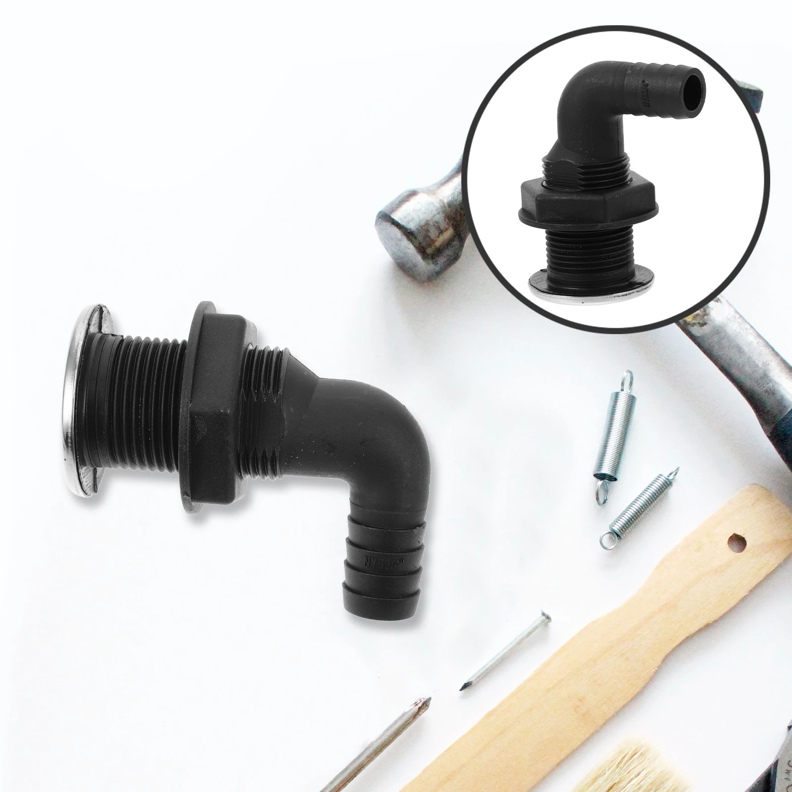 

90 Degree Connector Bilge Pump Tube Scupper Drain Boat Fitting Adapter Floor Drain kayak track mount
