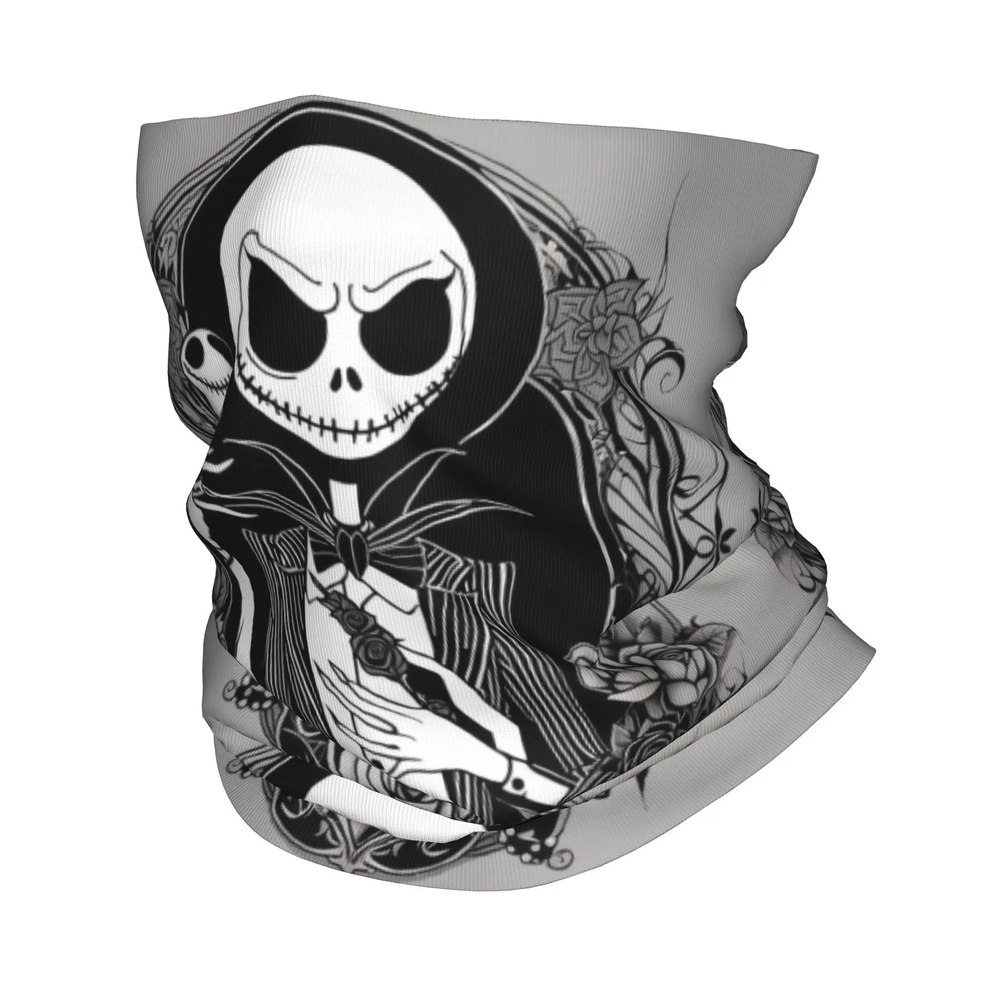 Custom The Nightmare Before Christmas Neck Gaiter Women Men UV Face Shield Winter Gothic Skull Bandana Scarf for Cycling