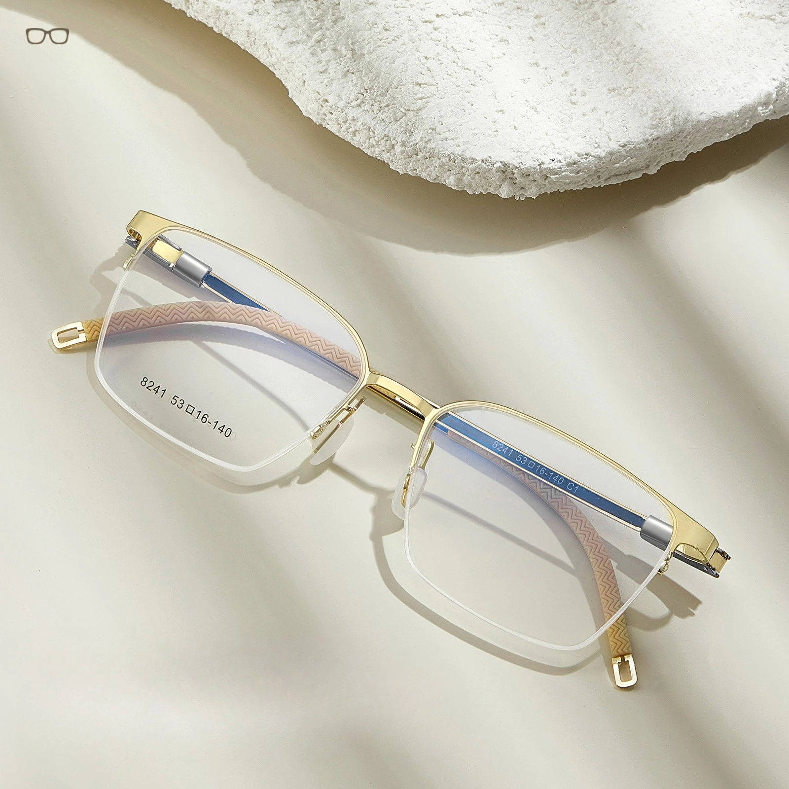 53mm Men Ultra-light Half Frame Rectangular Myopia Glasses Frame Custom Anti-blue Light Reading Eyeglasses +1.50 +2.00