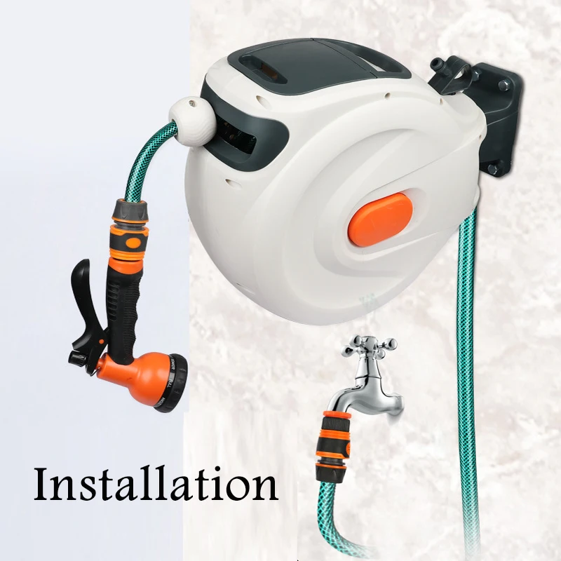 Hose Reel Plastic Shell Wall Mount Garden Water And Car Wash Reel Hot Sale Rewindable Feature