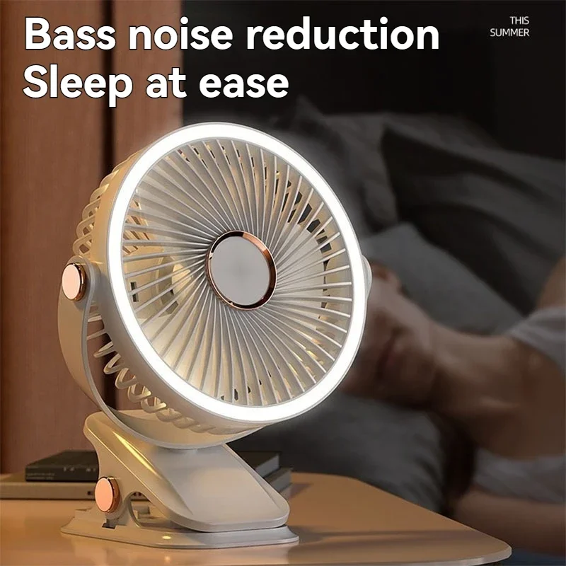New Clip Fan USB Charging Night Light Fan Student Dormitory Office Desktop Outdoor Handheld Small Ceiling Fan Amagi