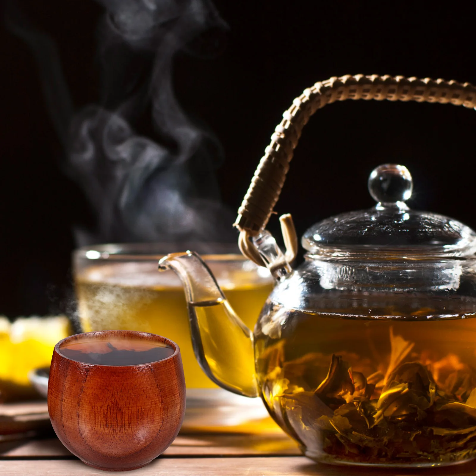 

2Pcs Japanese Style Wood Sake Cups Heat Insulated Drinking Cups for Tea Water Spirits Elegant Small Serving Cup