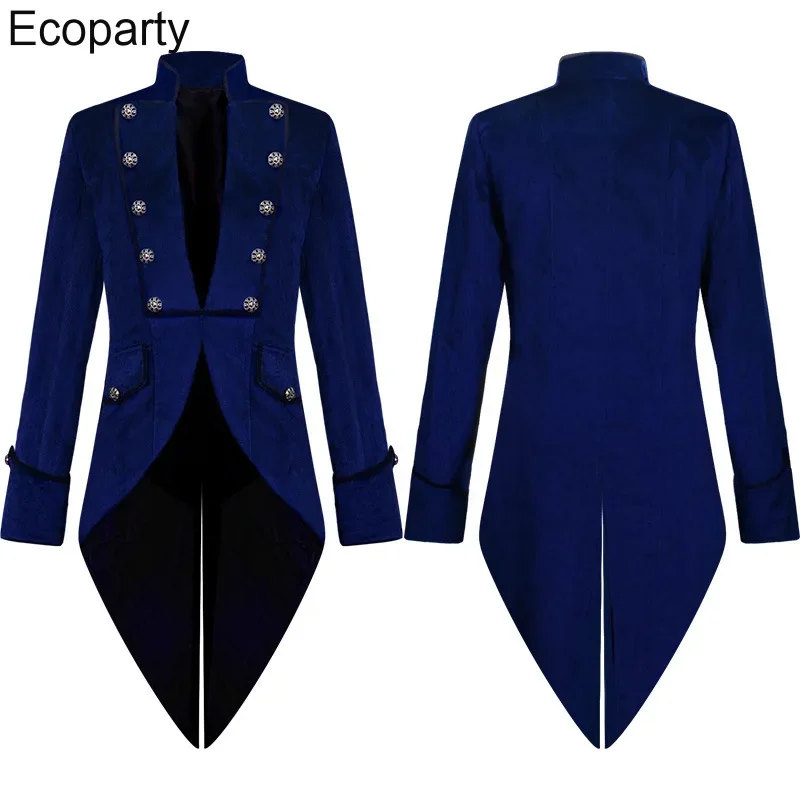 2024 Medieval Steampunk Vampire Prince Cosplay Costume For Men Renaissance Gothic Tailcoat Jackets Halloween Vintage Punk Coat