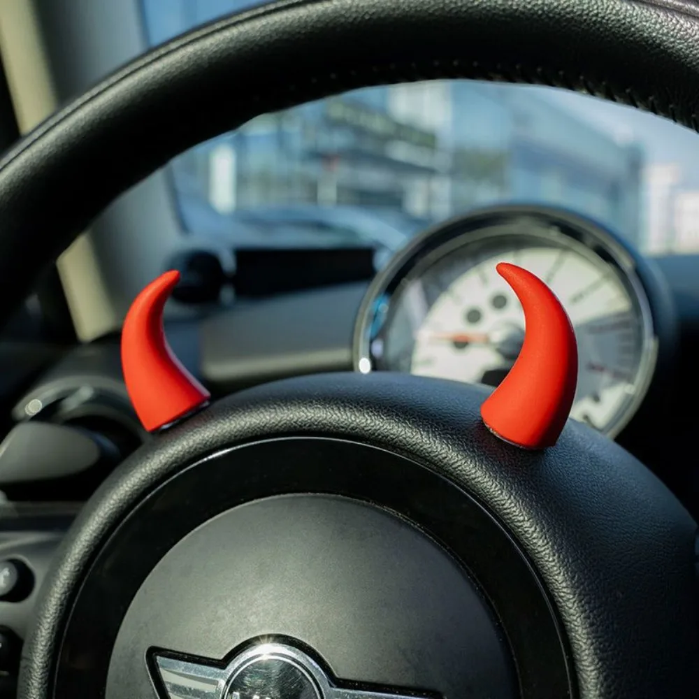 2pcs New Devil's Corner Steering Wheel Decoration Small PVC Car Dashboard Ornaments Cow Horn Ornament