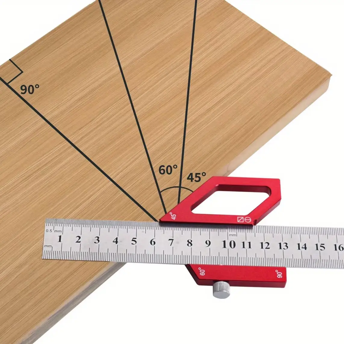 Woodworking Steel Ruler Positioning Block- Center Finder 45/60/90 Degree Angle Scriber Line Marking Gauge Layout Measuring Tools