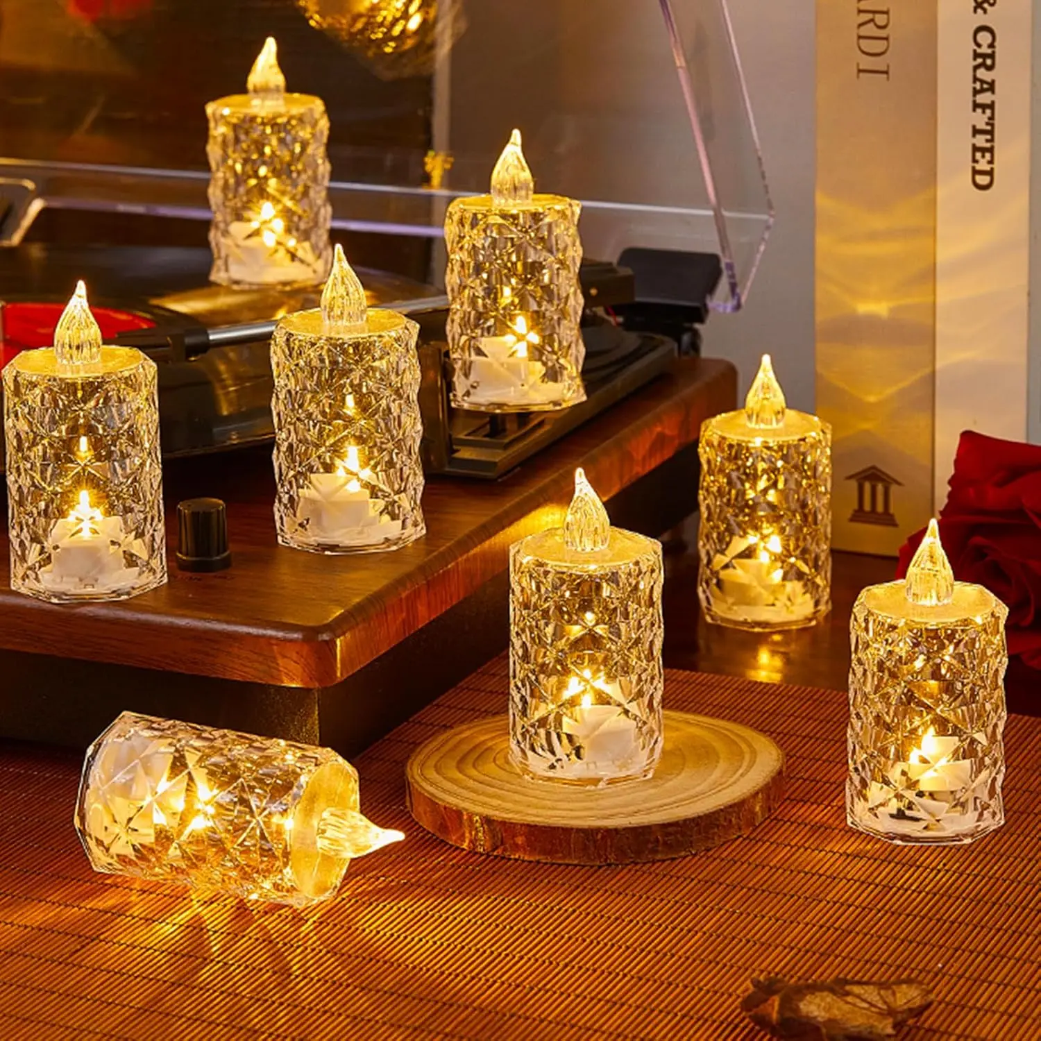 

Battery Operated Flameless Tea Lights, 200+Hour LED Candles with Realistic Flicker for Easter Decorations, Wedding Centerpieces
