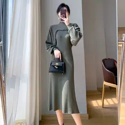 New Autumn and Winter Fashionable Long Tassel Knee-high Sweater Knitted Vest Skirt Women Dress Two-piece Suit