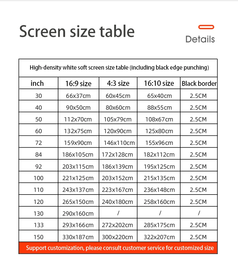 VEIDADZ Projector Screen White Less Creases 60-200 inch Soft High Density Portable Foldable Projection Screen for Outdoor Movie