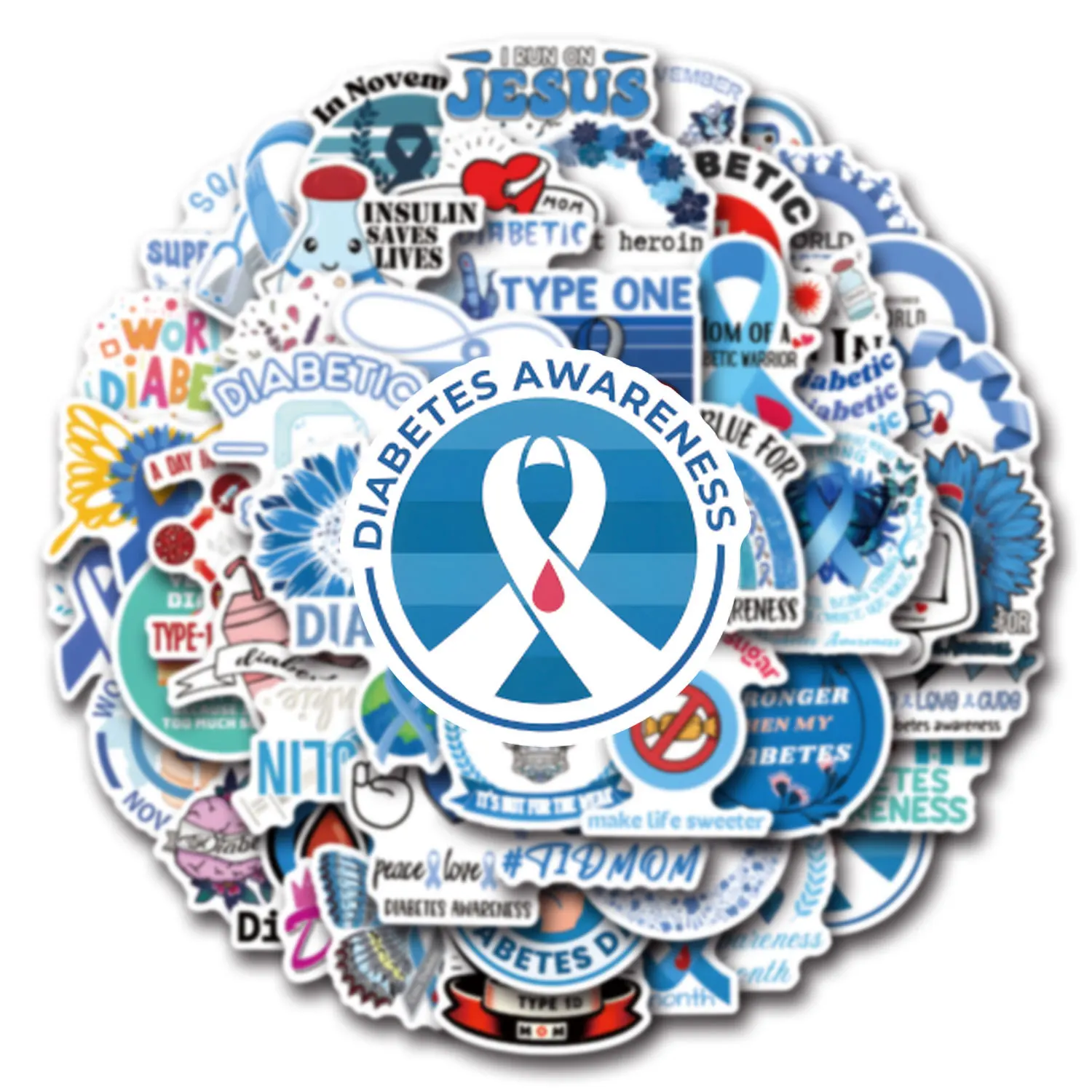 

110 наклеек для повышения осведомленности о диабете, наклейки на тему 1-го типа диабета для ноутбуков, бутылок для воды, чехлов для телефонов, скрапбукинга, багажа, поделок своими руками