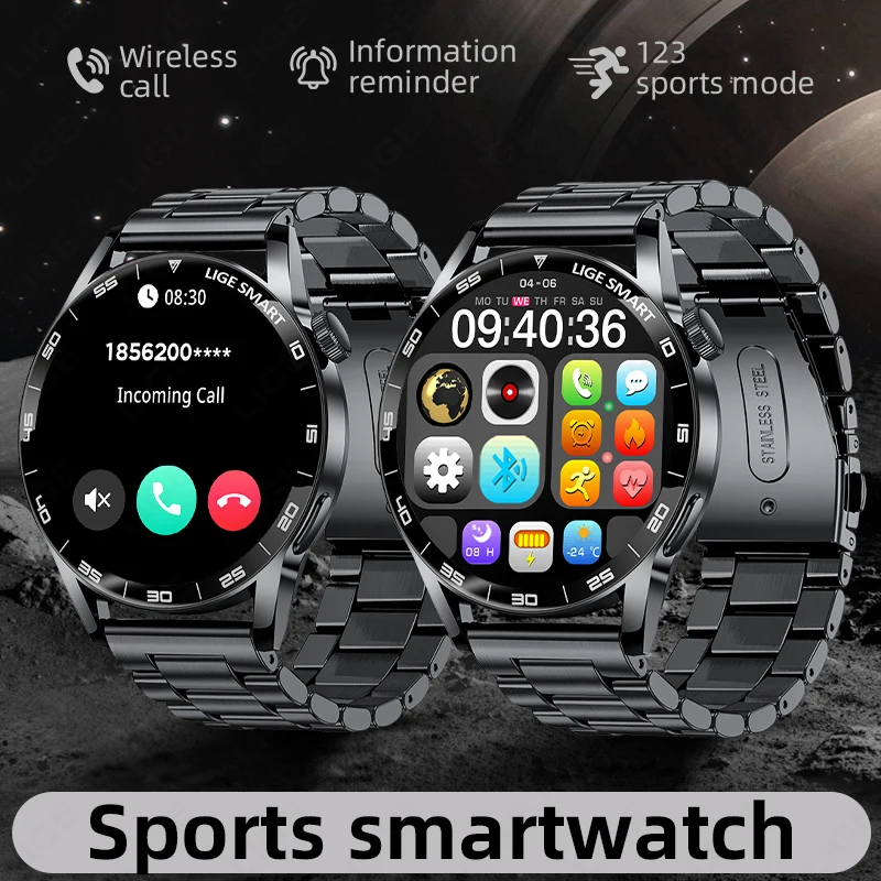 LIGE Outdoor Military Smartwatch Men Bluetooth Talking Smartwatch 1.38