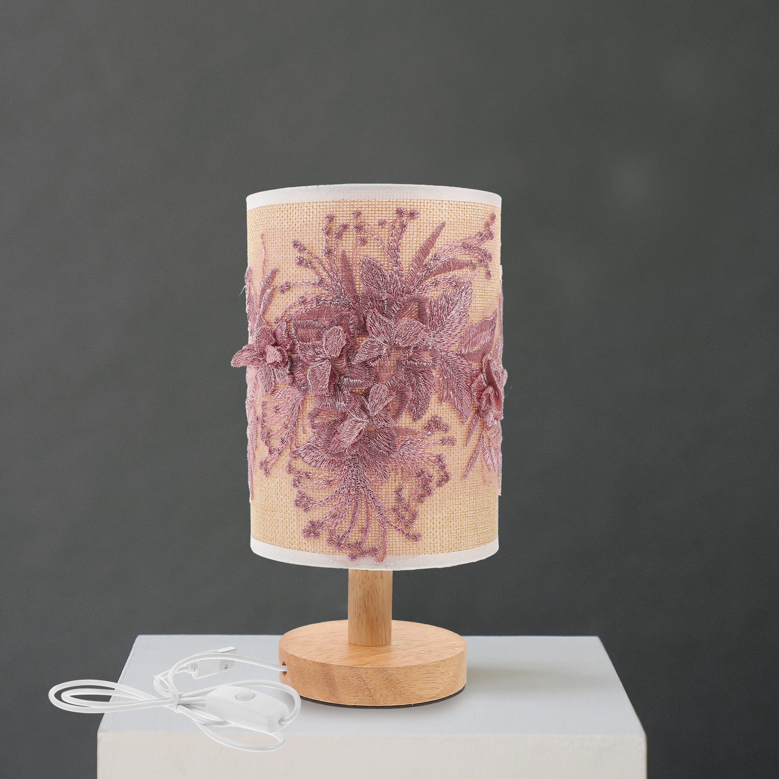 

Fabric Light Small Table Lamp Lamps Bedside Table Light Bedside Lamp Desktop Iron Cloth Wood Durable 3D Design Cover