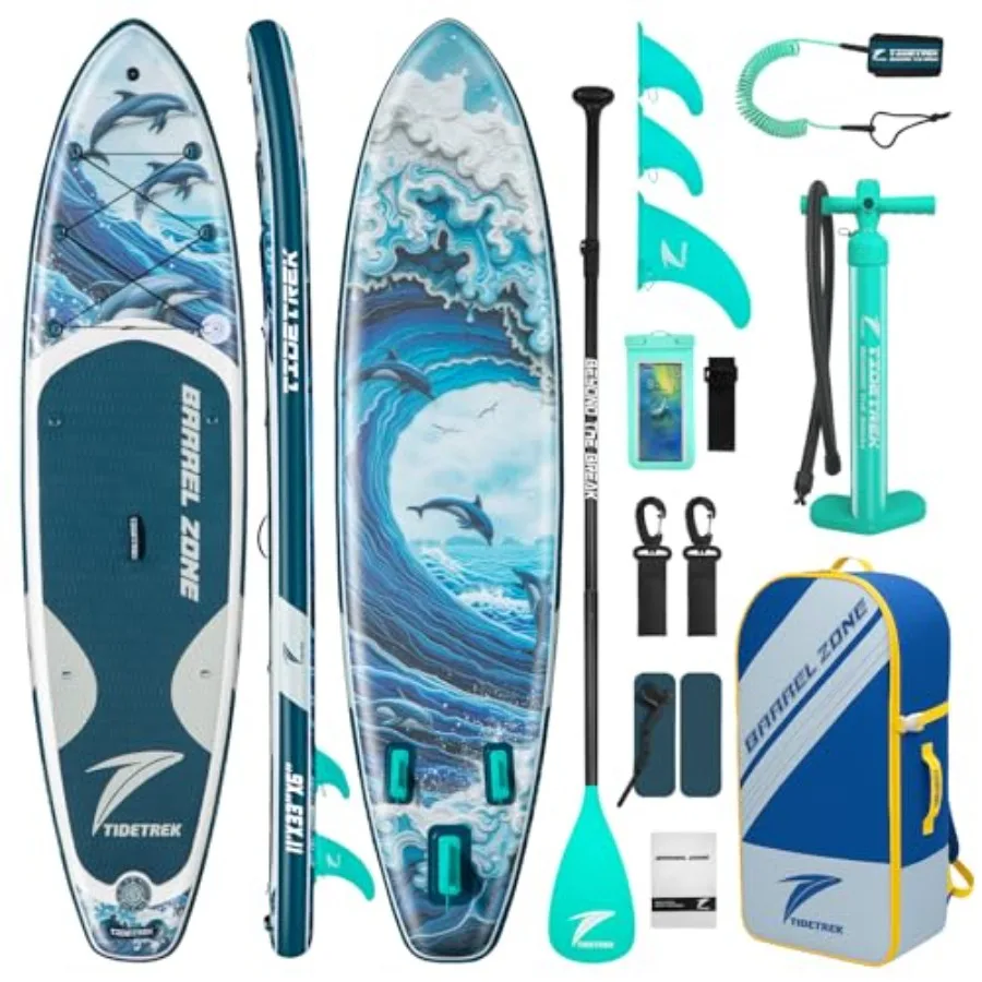 

Inflatable SUP Paddle Board for lakes and calm waters PVC drop-stitch material navy blue extra-wide 34 for enhanced stability a